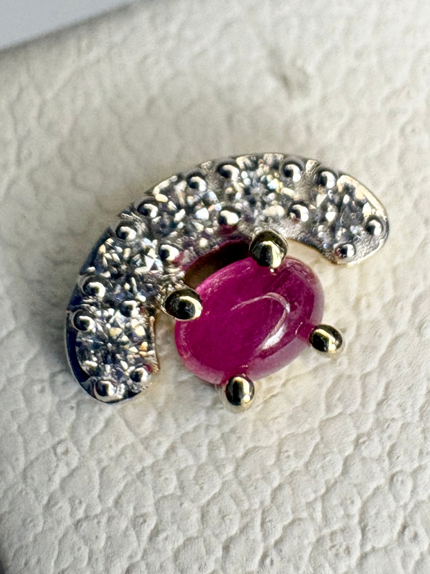 Greenland Ruby and Canadian Diamond Stud Earrings 9k Gold
