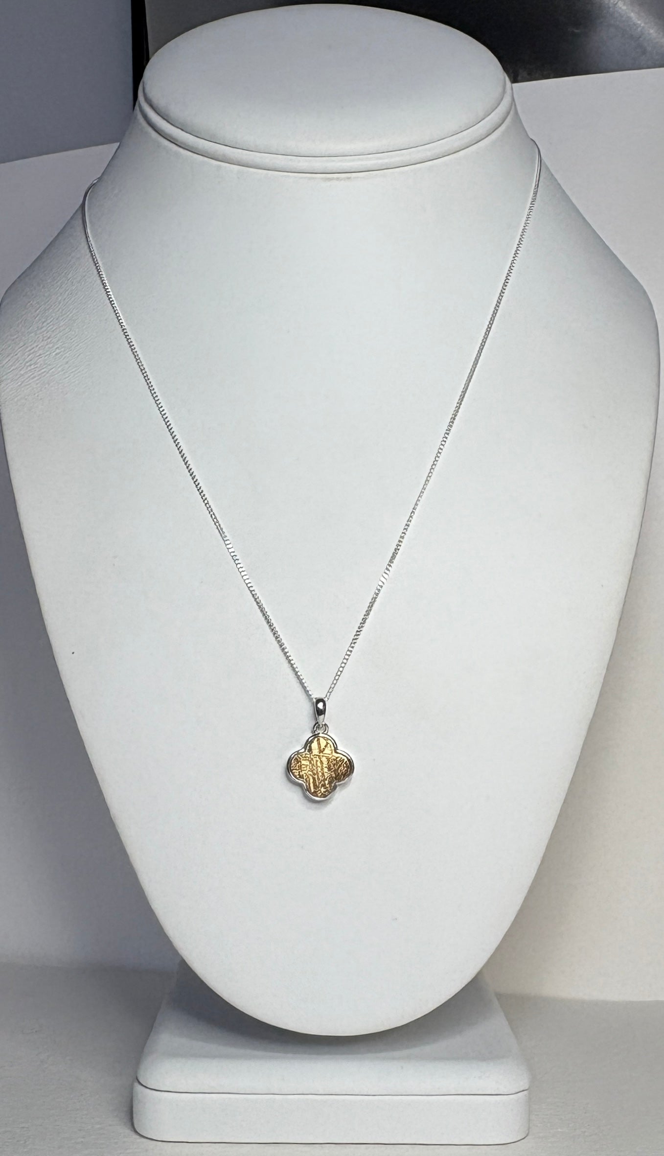 Genuine Gold Plated Meteorite Slice From Sweden in Sterling Silver Adjustable Chain 18-19"