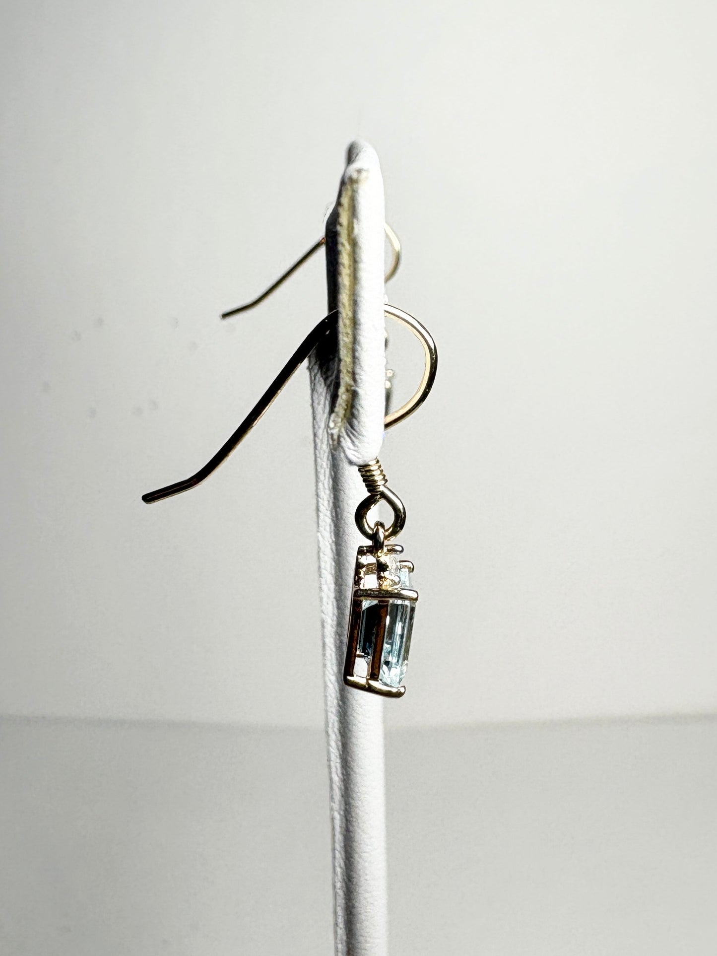 Aquamarine Dainty Dangle Drop Earrings in Solid 9k Gold