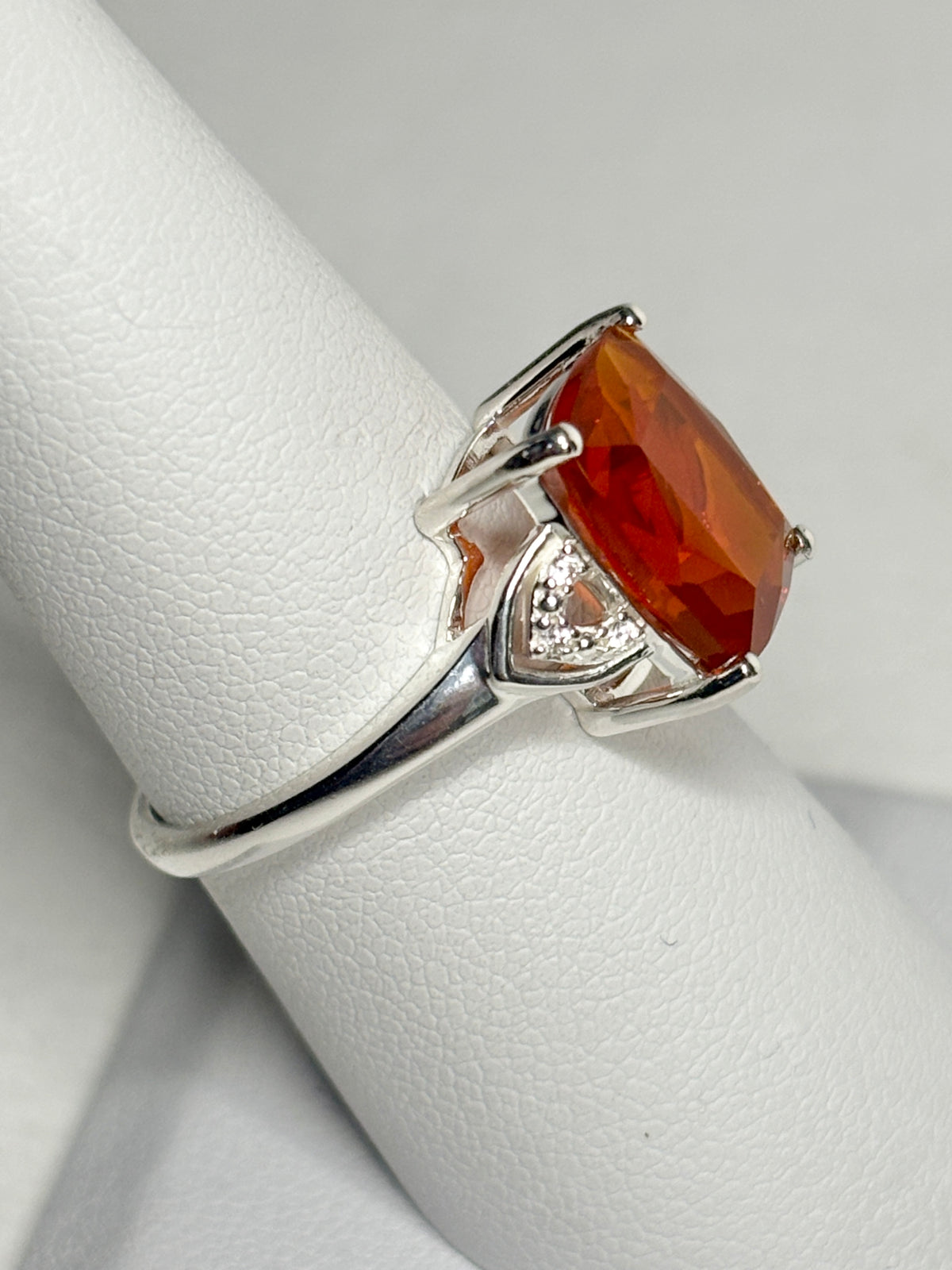 Large Oregon Fire Opal Ring in Sterling Silver size 7