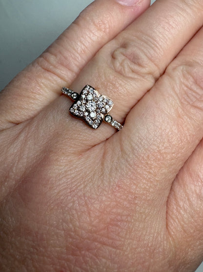 Natural Pink and White Angolan Type lla Diamond Ring 9k Rose Gold size 7