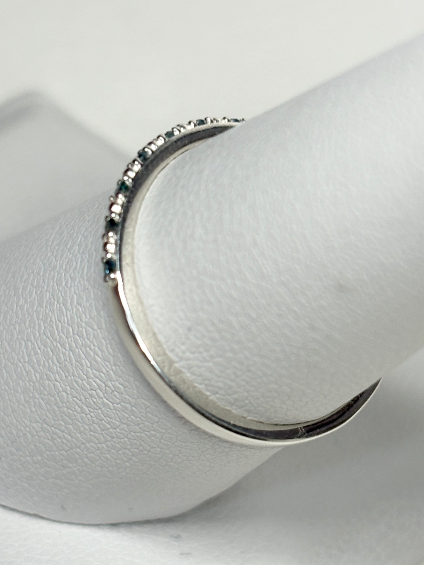 Dainty Blue Diamond Stackable Band Rings Stelring Silver .06ctw size 7