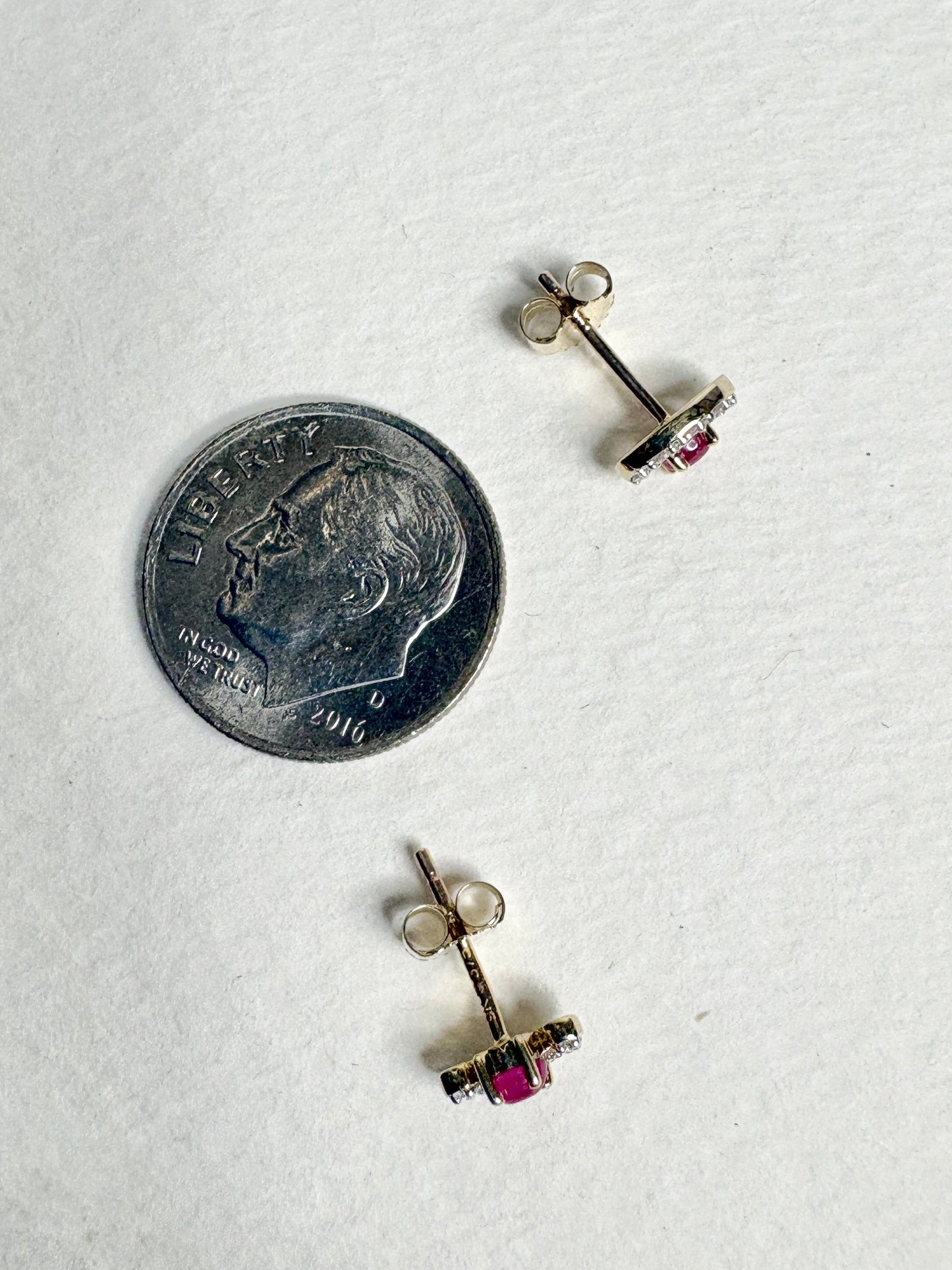 Greenland Ruby and Canadian Diamond Stud Earrings 9k Gold