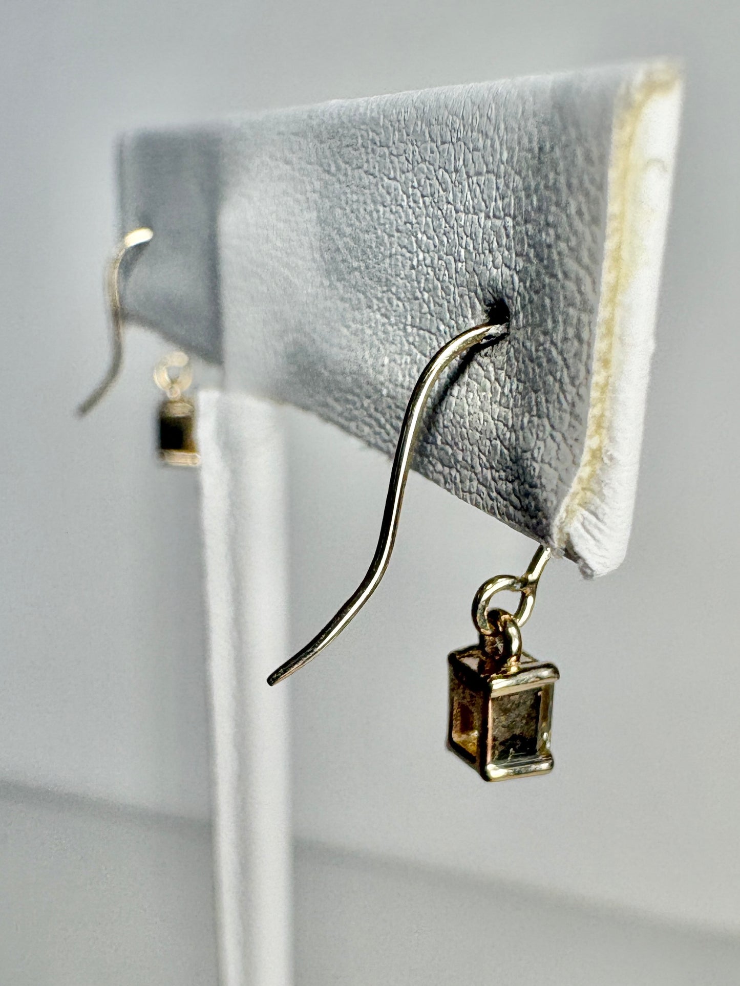Yellow Untreated Montana Sapphire Dangle Drop Earrings Solid 9k Gold