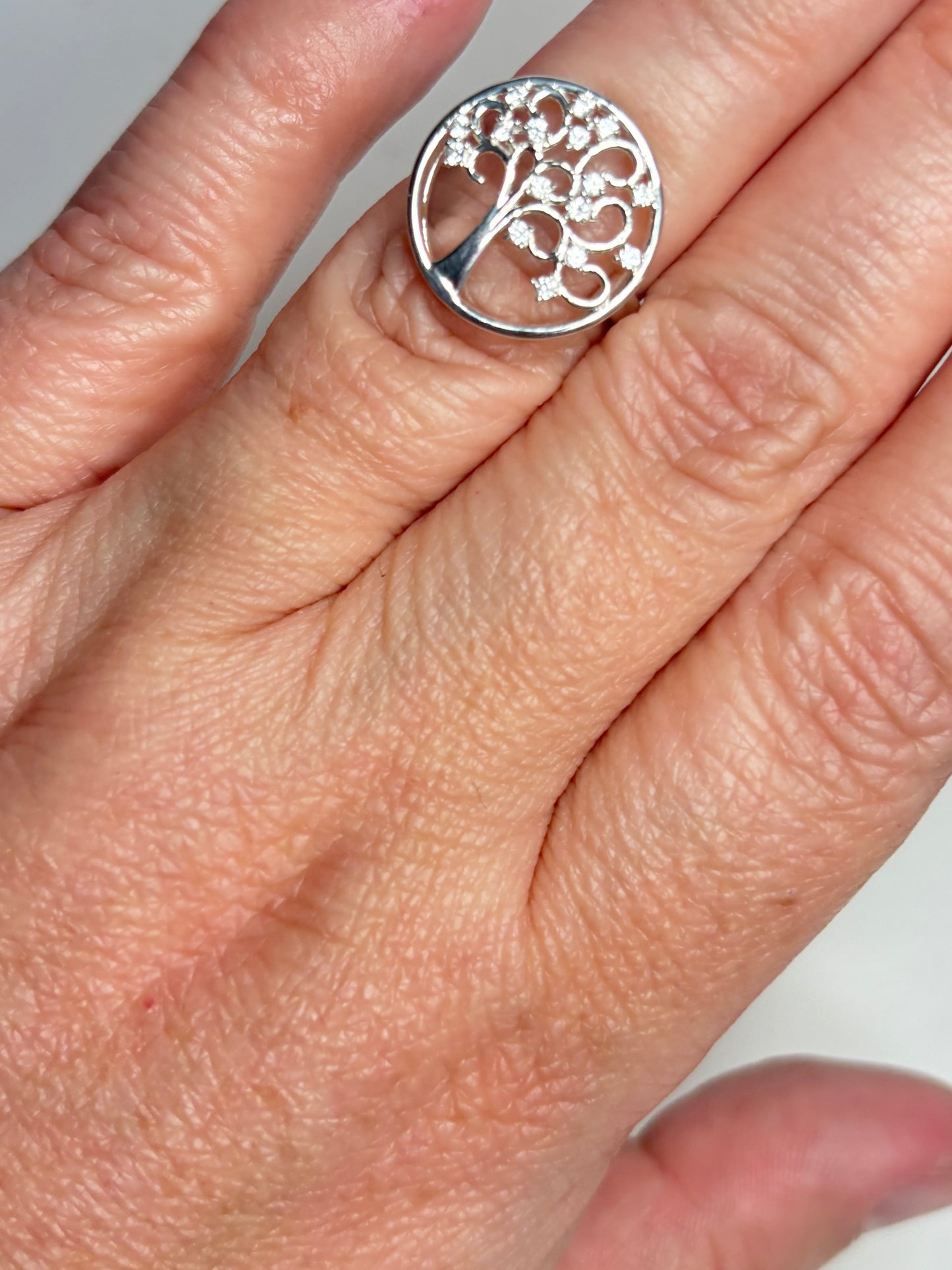 Tree of Life Ring with Natural Zircon Sterling Silver size 5