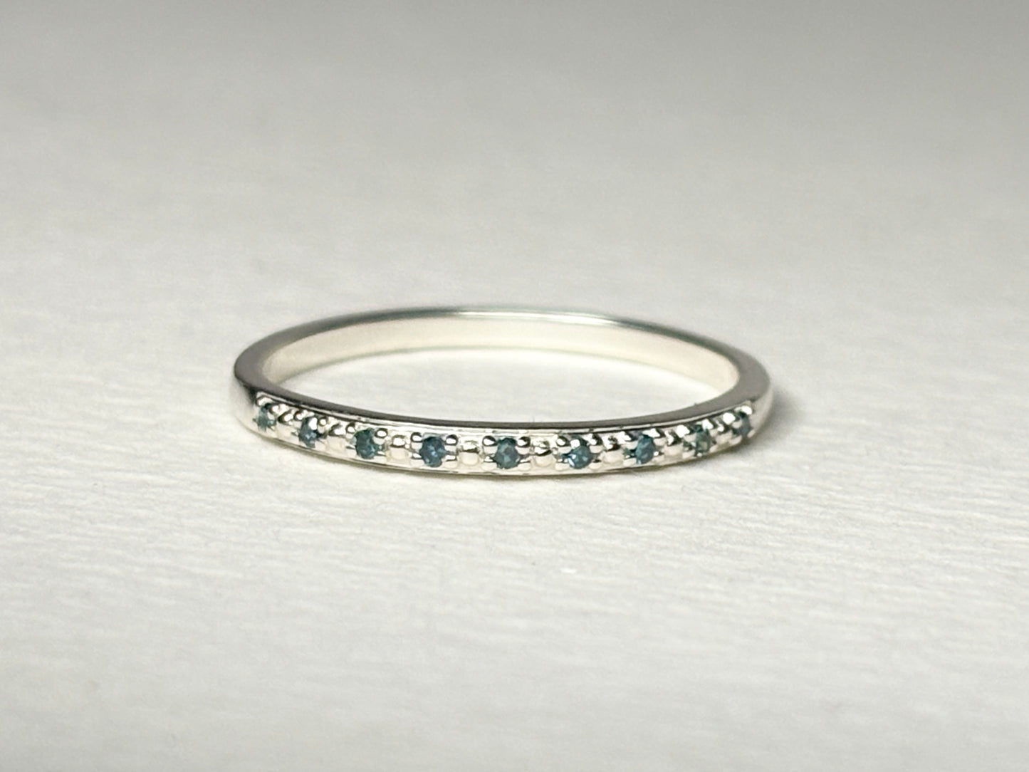 Dainty Blue Diamond Stackable Band Rings Stelring Silver .06ctw size 7