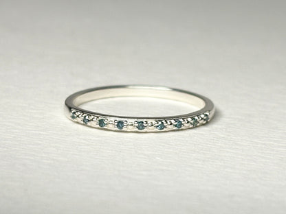 Dainty Blue Diamond Stackable Band Rings Stelring Silver .06ctw size 7
