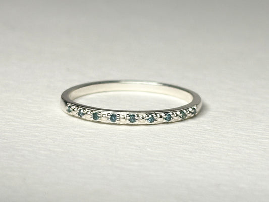 Dainty Blue Diamond Stackable Band Rings Stelring Silver .06ctw size 7