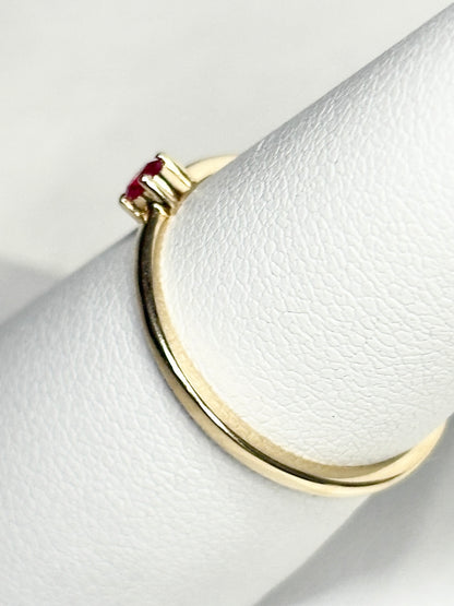 Tiny Bright Read Heat Only Mosambique Ruby Ring 9k Gold size 7