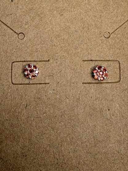 Arizona Anthill Garnet Cluster Stud Earrings Sterling Silver 4.3mm