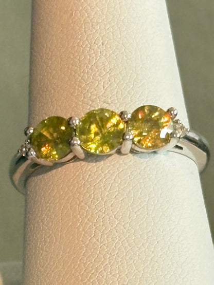 Natural Yellow Sphene Ring in Sterling Silver size 8.75