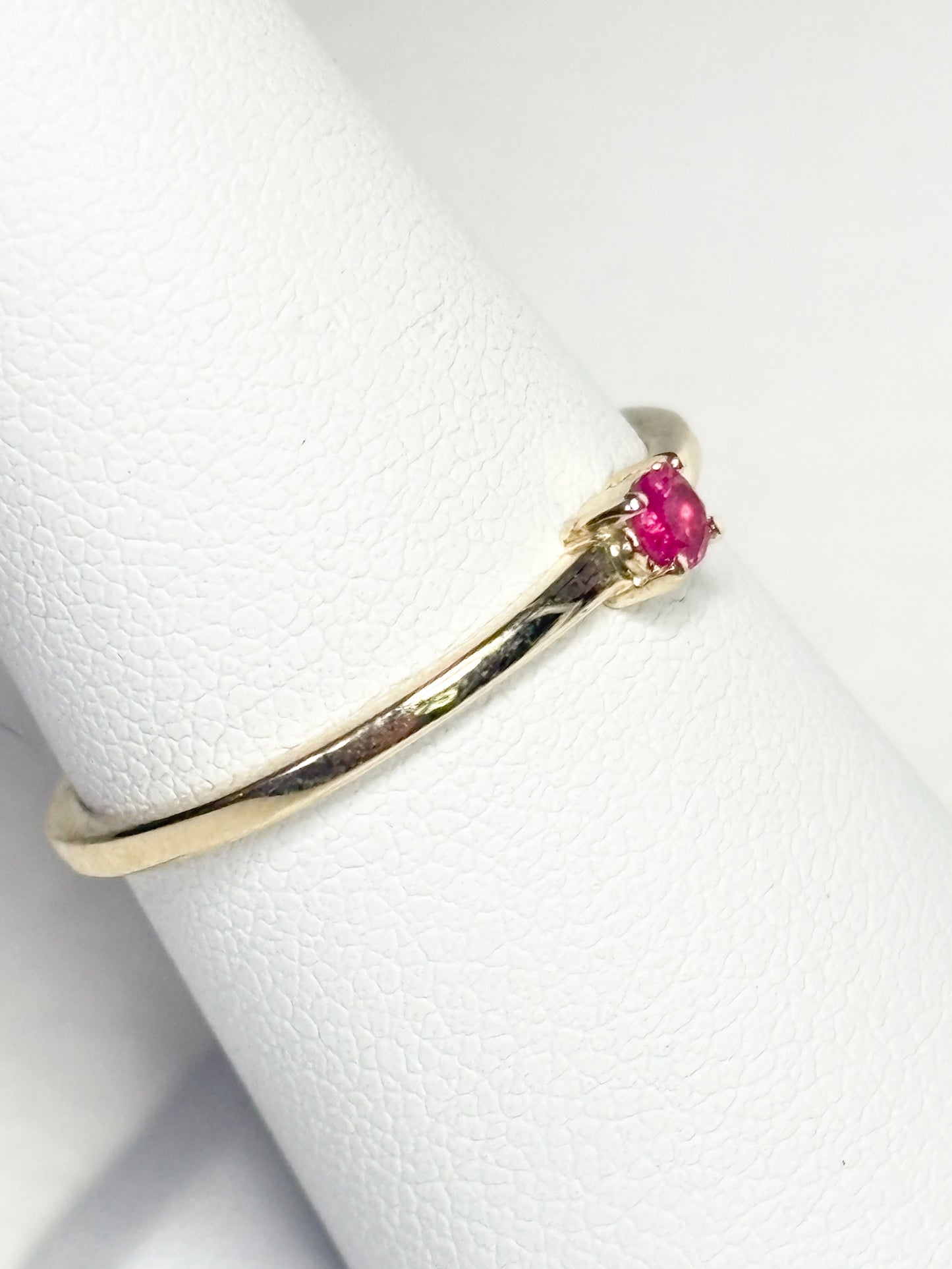 Tiny Bright Read Heat Only Mosambique Ruby Ring 9k Gold size 7