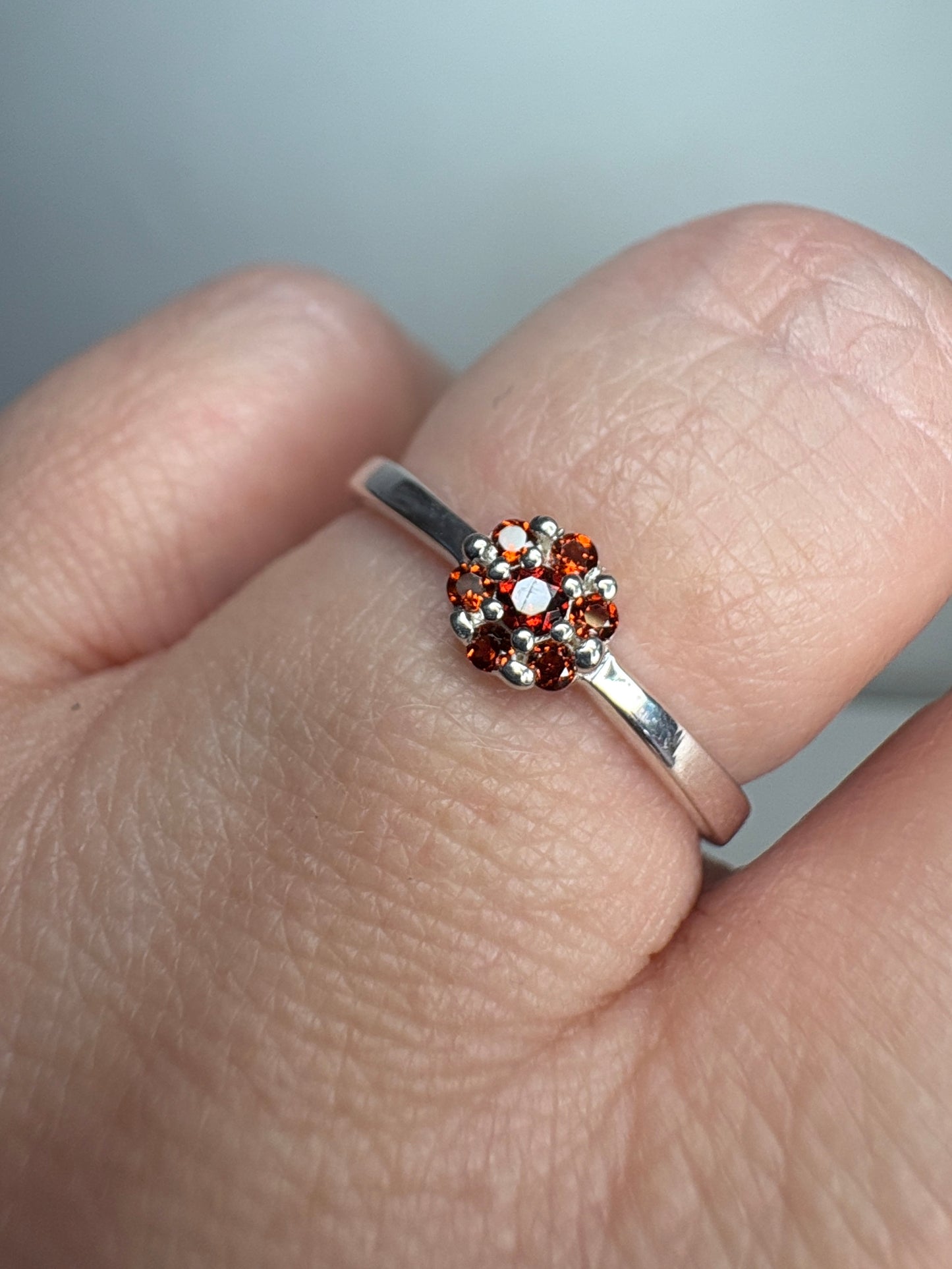 Arizona Anthill Garnet Cluster Ring Sterling Silver 5.52mm