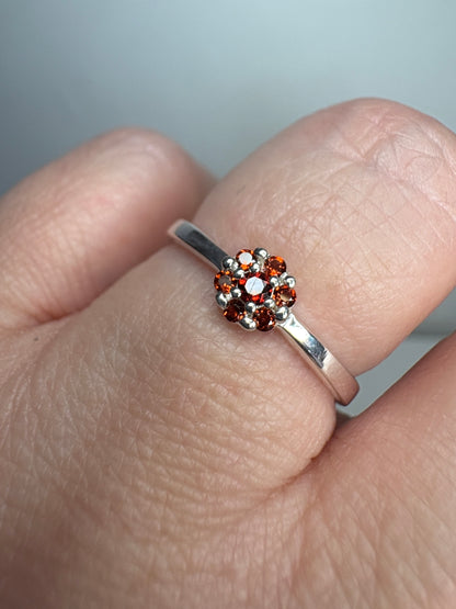 Arizona Anthill Garnet Cluster Ring Sterling Silver 5.52mm