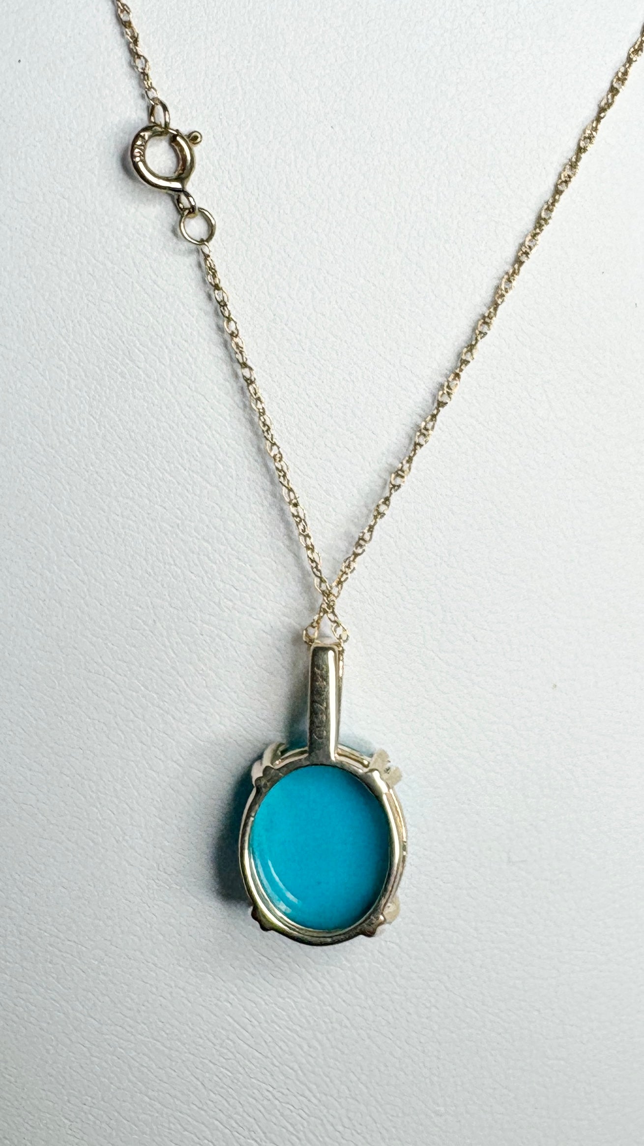 Sleeping Beauty Turquoise Pendant Necklace in 9k Gold with 10k Chain 18"