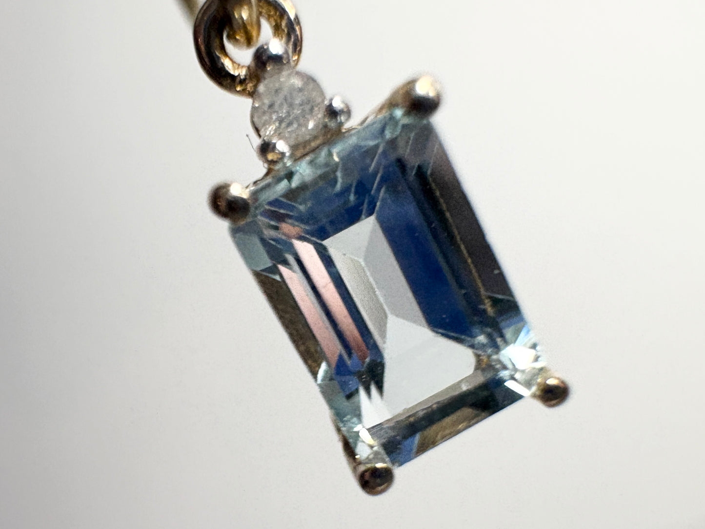 Aquamarine Dainty Dangle Drop Earrings in Solid 9k Gold