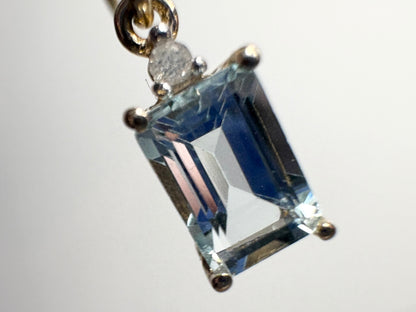 Aquamarine Dainty Dangle Drop Earrings in Solid 9k Gold