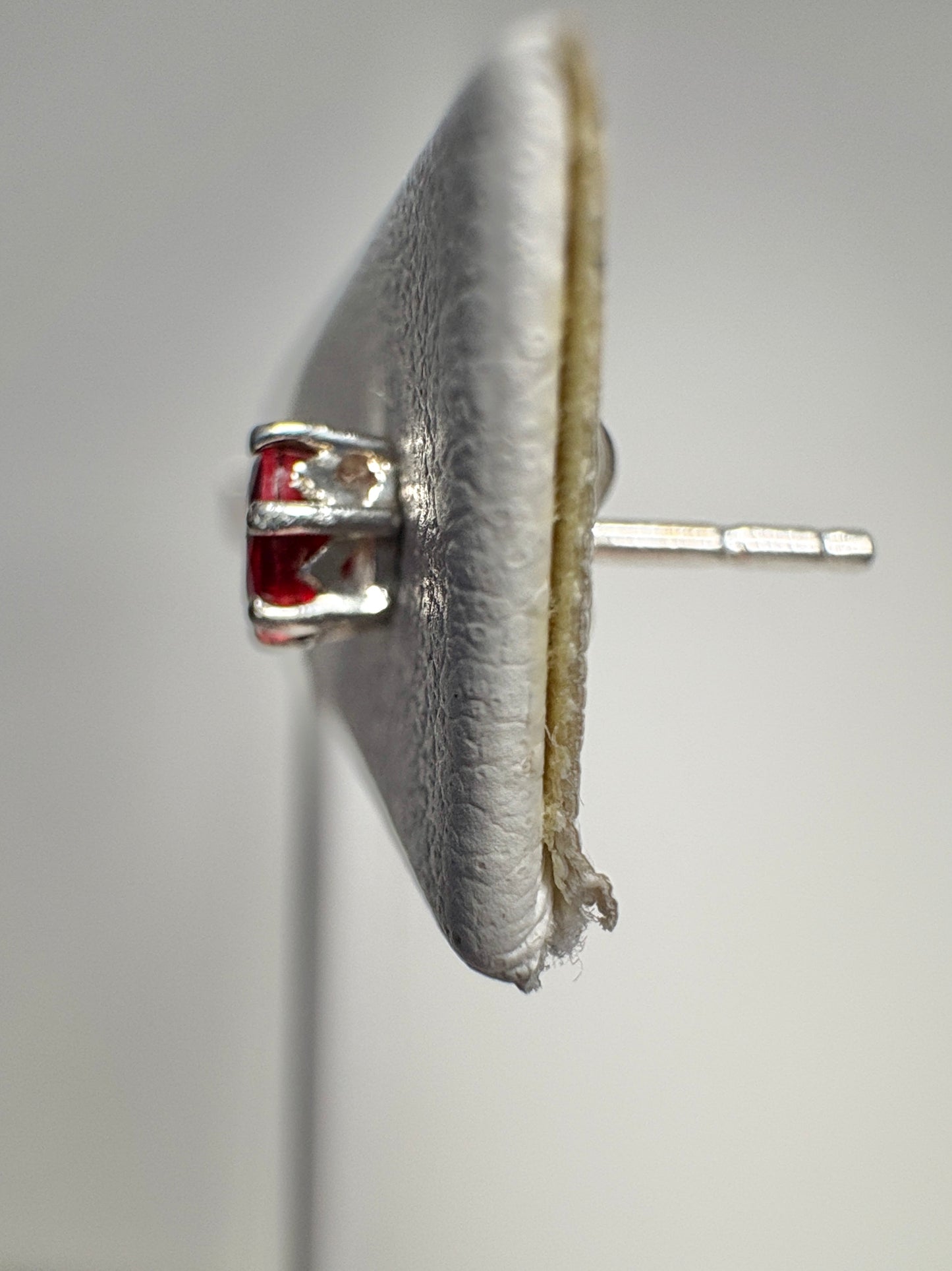 Natural Red Sapphire Stud Earrings Sterling Silver 4x3mm