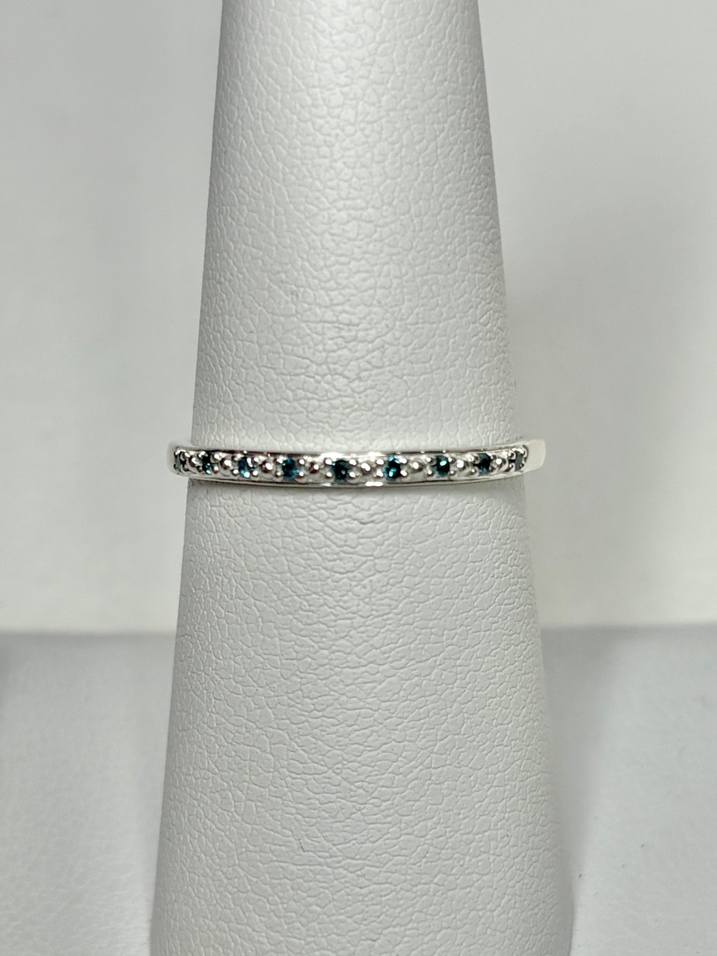 Dainty Blue Diamond Stackable Band Rings Stelring Silver .06ctw size 7
