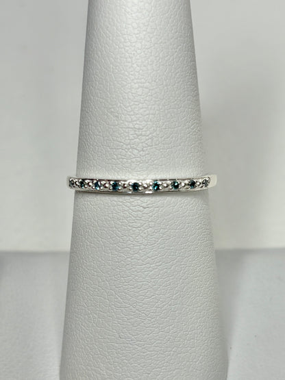 Dainty Blue Diamond Stackable Band Rings Stelring Silver .06ctw size 7