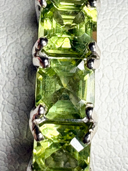Arizona Peridot Band Ring Sterling Silver Step Cut size 7.25