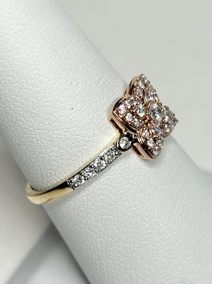 Natural Pink and White Angolan Type lla Diamond Ring 9k Rose Gold size 7