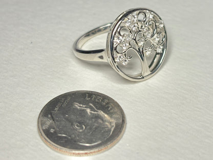 Tree of Life Ring with Natural Zircon Sterling Silver size 5