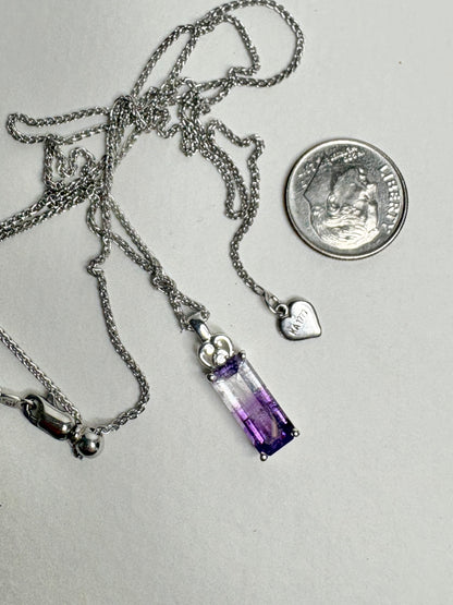 Moroccan BiColor Amethyst Quartz Pendant Adjustable Bolo Wheat Necklace 24" Sterling Silver
