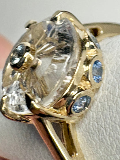 Lehrer Iris Untreated Montana Sapphire Fancy Quartz Ring 9k Gold size 7