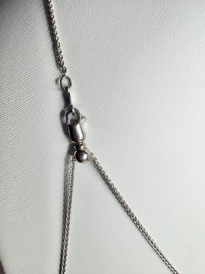 Moroccan BiColor Amethyst Quartz Pendant Adjustable Bolo Wheat Necklace 24" Sterling Silver