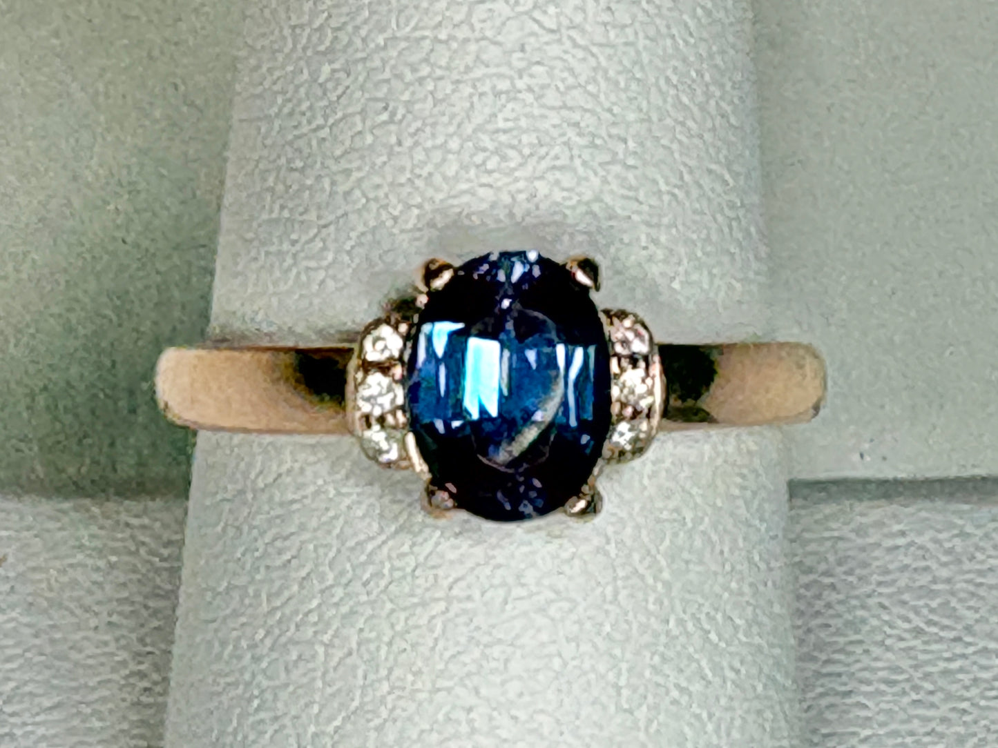 Russian Lab Grown Alexandrite Chrysoberyl and Diamond Ring Solid 10k Rose Gold size 8.75