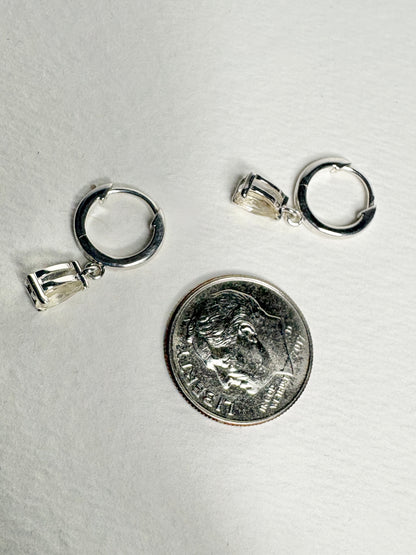 Oregon Sunstone Yellow Pear Dangle Drop Hoop Earrings Sterling Silver