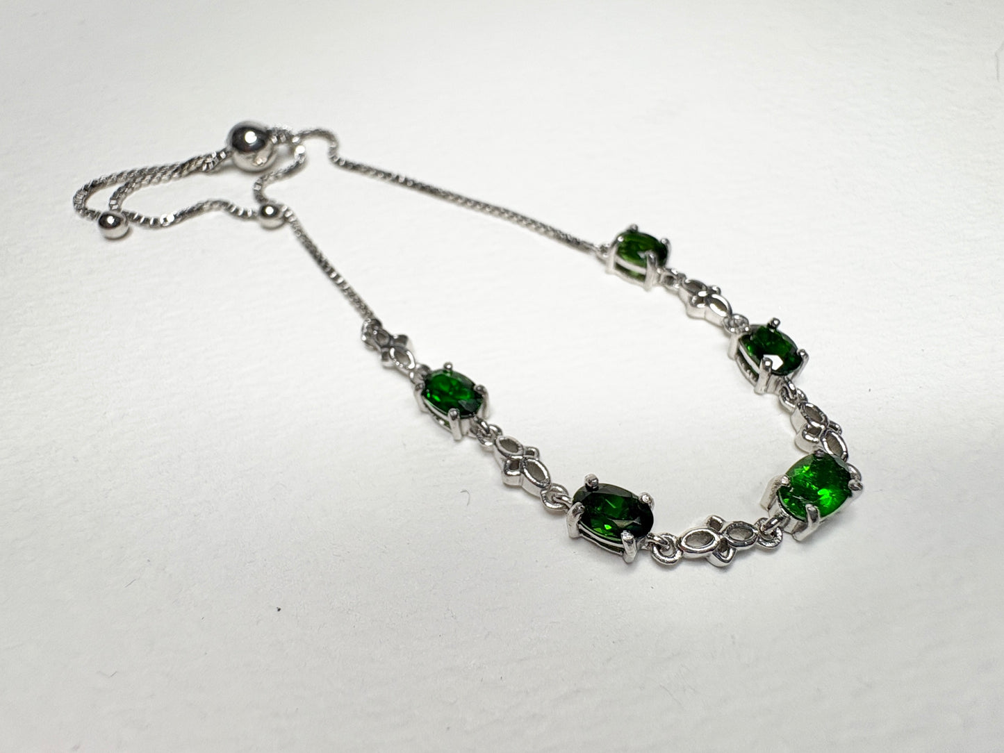 Chrome Diopside Adjustable Bolo Bracelet in Sterling Silver