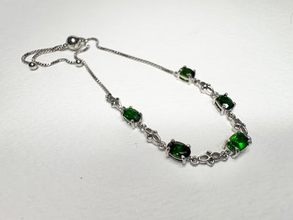 Chrome Diopside Adjustable Bolo Bracelet in Sterling Silver