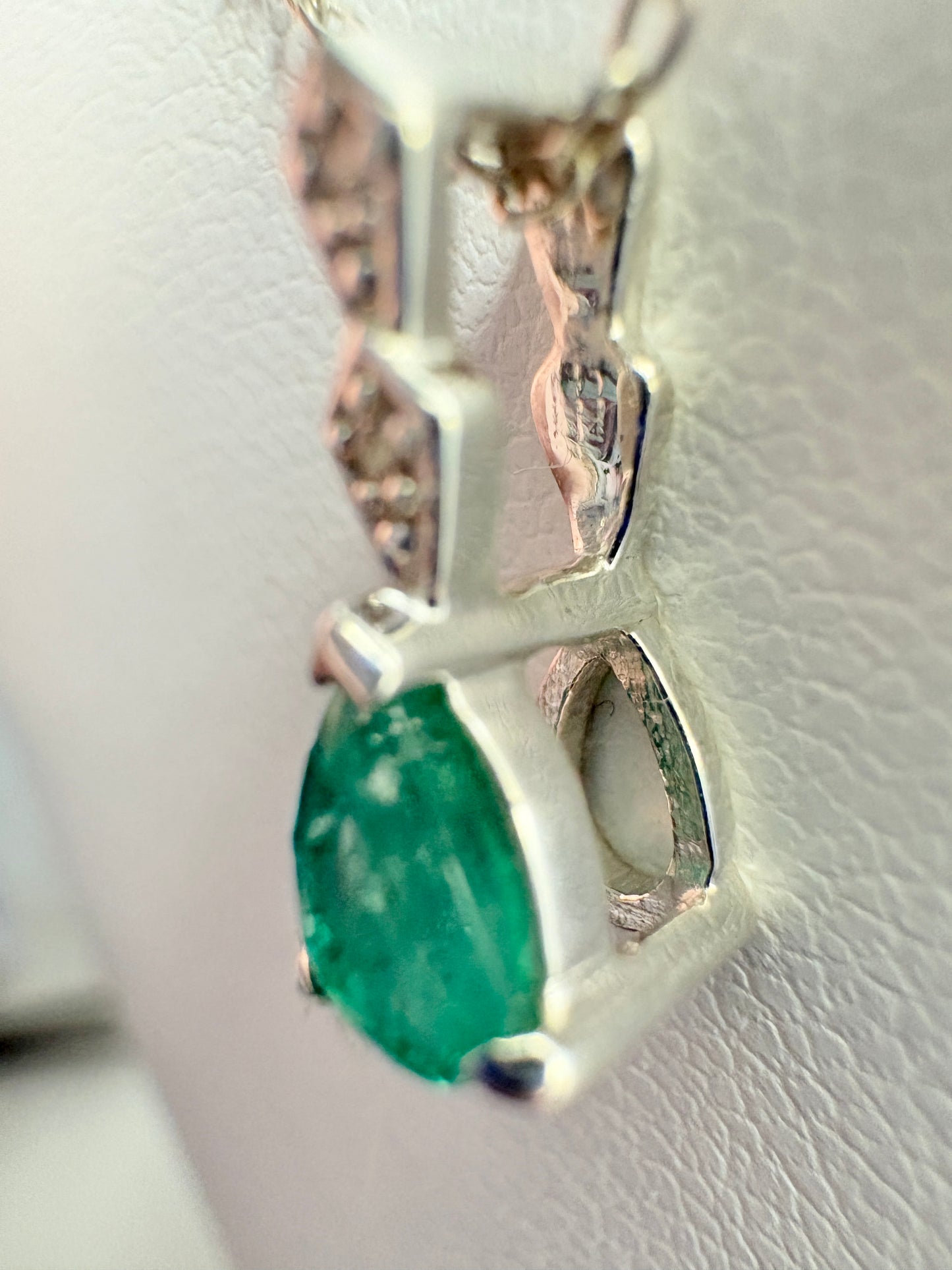 Zambian Emerald Pear Shaped Solitaire Pendant Necklace Sterling Silver 19"
