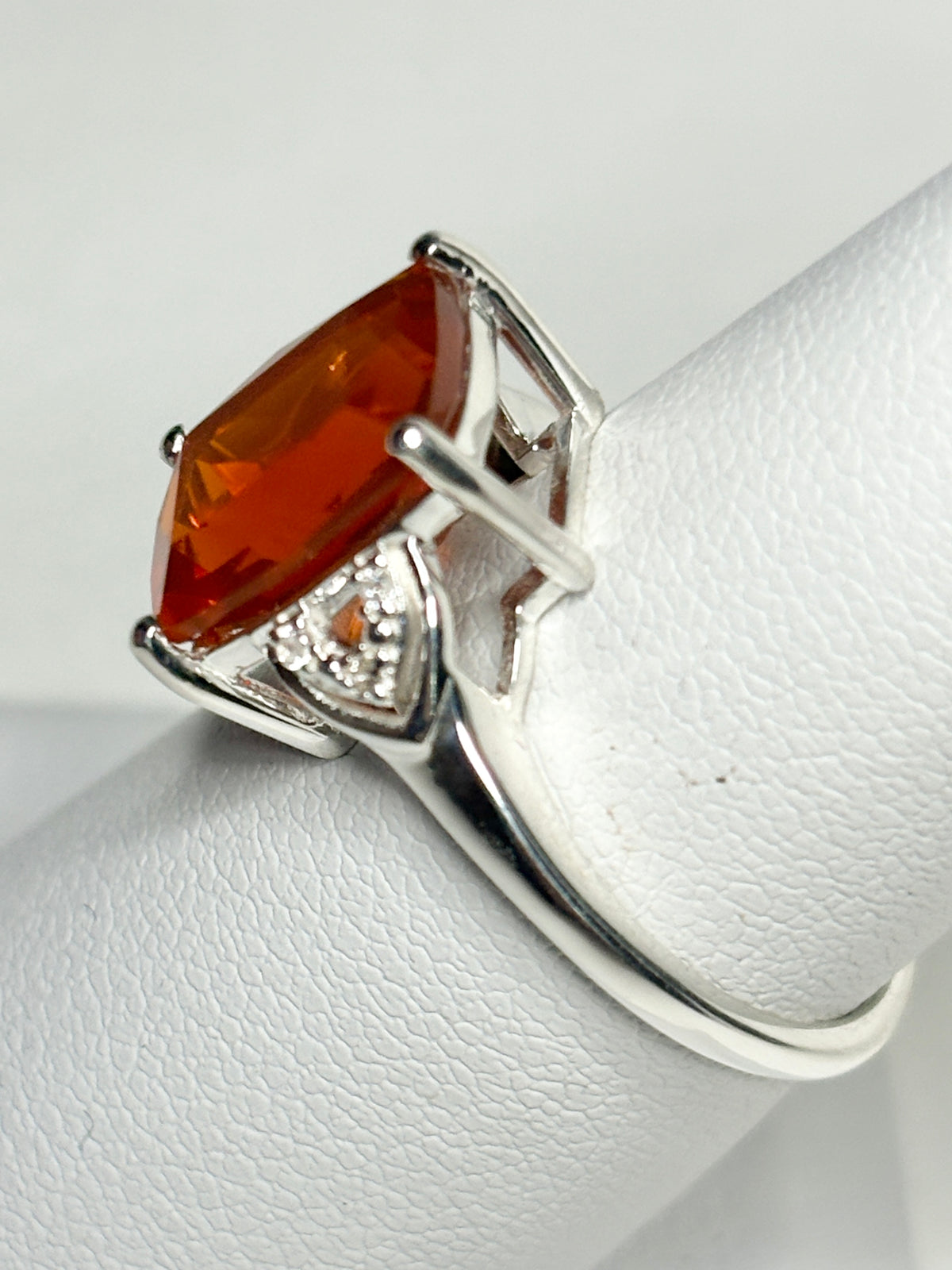 Large Oregon Fire Opal Ring in Sterling Silver size 7