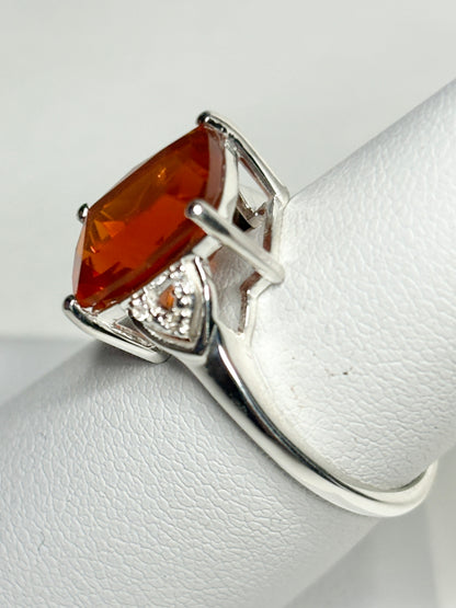 Large Oregon Fire Opal Ring in Sterling Silver size 7