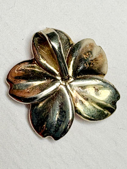 Silver.Gold Plated Pink Cherry Blossom Pendant. Gold-Diamond