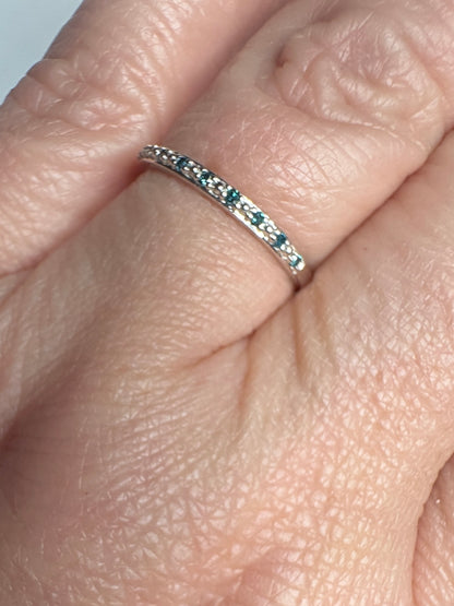 Dainty Blue Diamond Stackable Band Rings Stelring Silver .06ctw size 7
