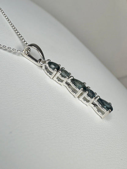Australian Sapphire Pendant Necklace in Sterling Silver 18"