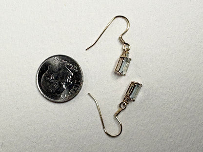 Aquamarine Dainty Dangle Drop Earrings in Solid 9k Gold