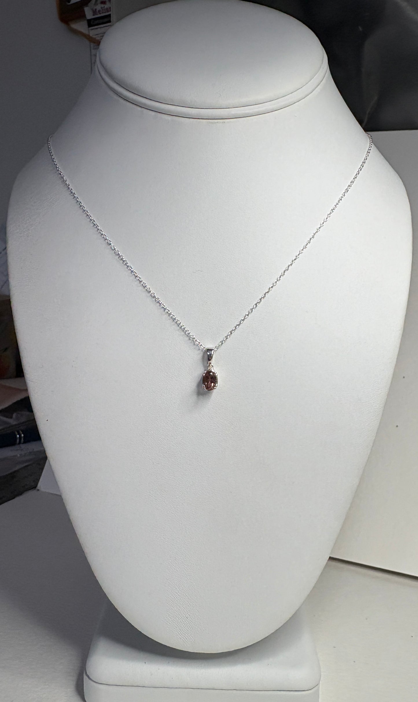 Reddish Brown Oregon Sunstone Solitaire Pendant Necklace Sterling Silver
