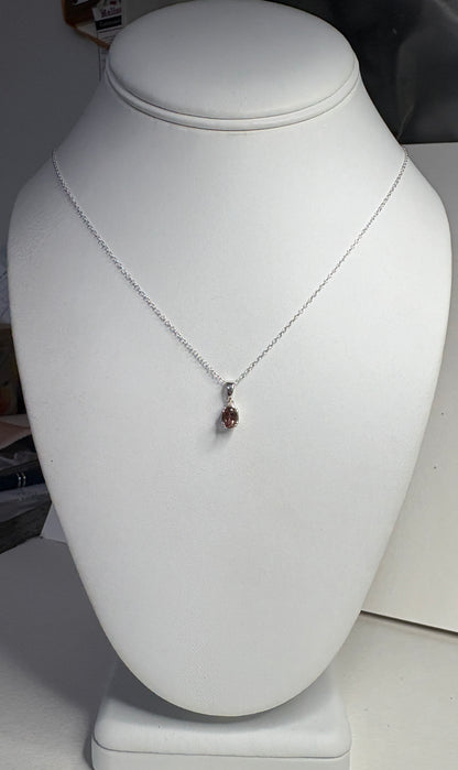 Reddish Brown Oregon Sunstone Solitaire Pendant Necklace Sterling Silver