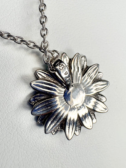 Turquoise Gerbera Necklace. Sterling Silver