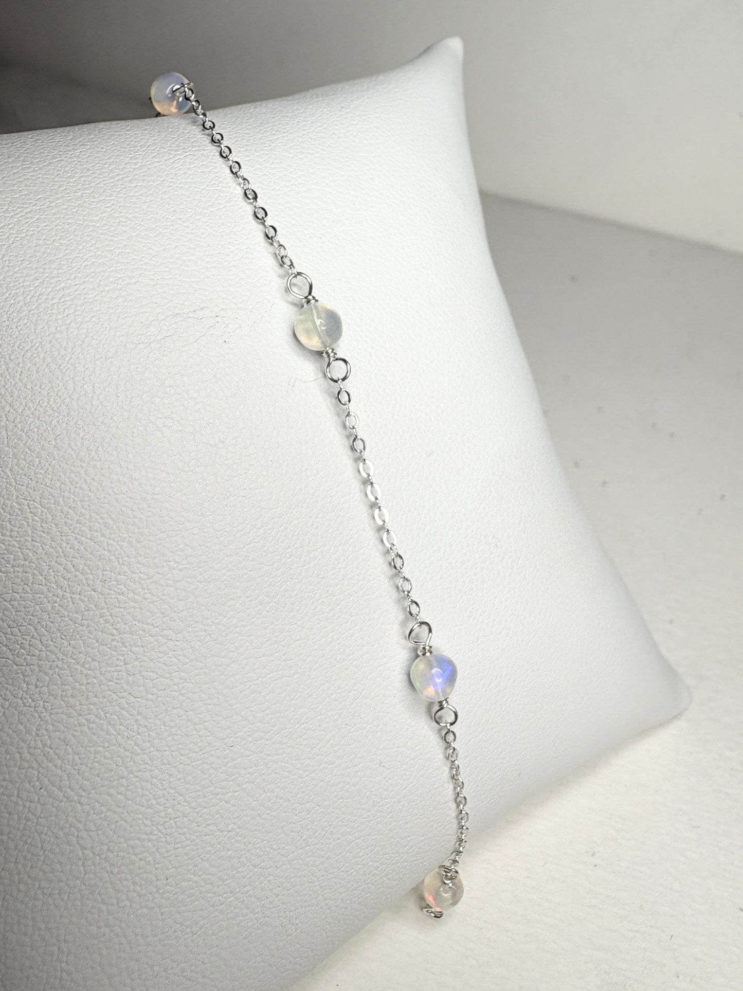 Ethiopian Wello Opal Bead Station Bolo Adjustable Bracelet Sterling Silver
