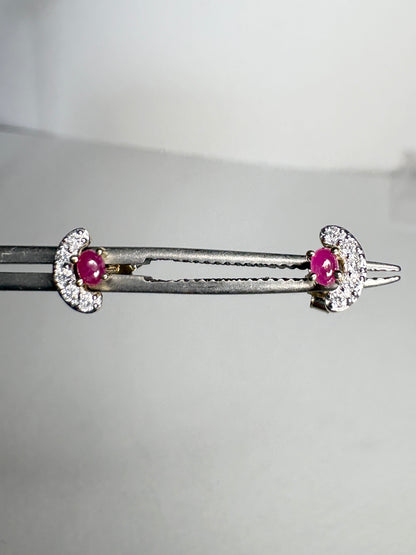 Greenland Ruby and Canadian Diamond Stud Earrings 9k Gold