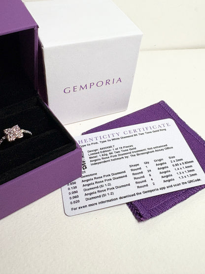Natural Pink and White Angolan Type lla Diamond Ring 9k Rose Gold size 7