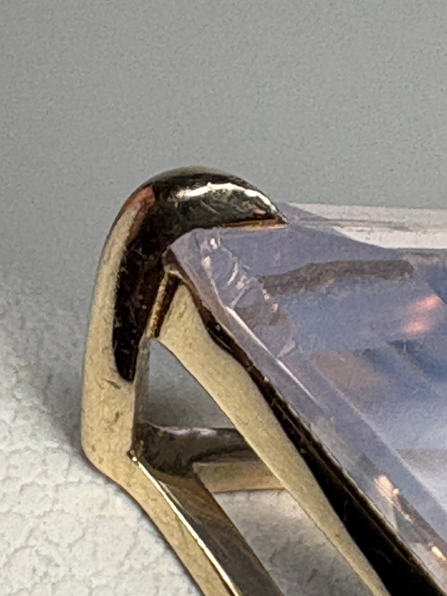 Lavender Quartz Fancy Cut Kite Shaped Solitaire Ring in 9k Gold size 7