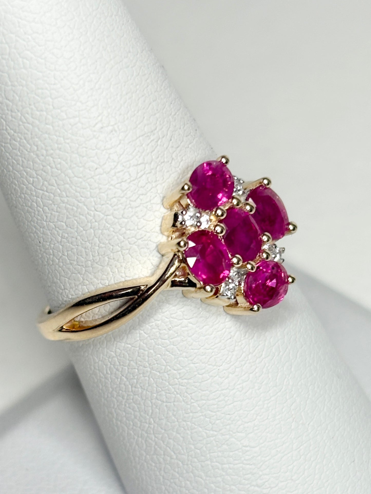 Burmese Ruby Cluster Ring 9k Gold size 8