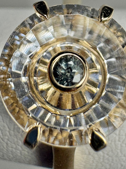 Lehrer Iris Untreated Montana Sapphire Fancy Quartz Ring 9k Gold size 7